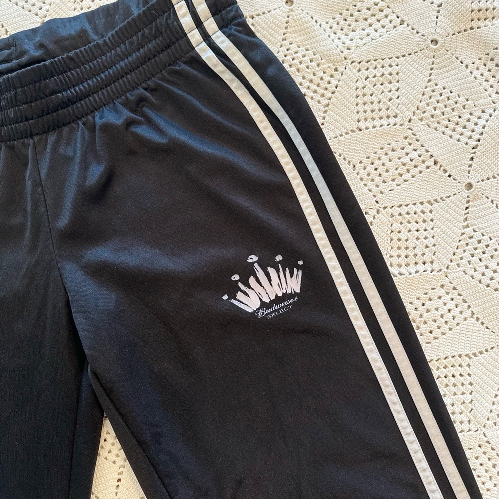 VNTG Y2K Low Rise Champion Black Track Pant W/White Stripe Budweiser Promo SM MD